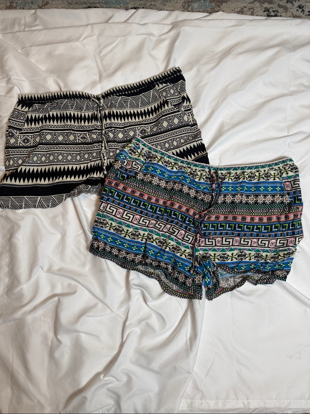 No Boundaries Black Tribal and Multicolor Patterned Shorts Duo